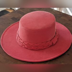 Fedora Wide-Brim Hat By ASN Los Angeles, Color Coral